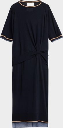 3.1 Phillip Lim Short-Sleeve Draped Wool Organza Dress