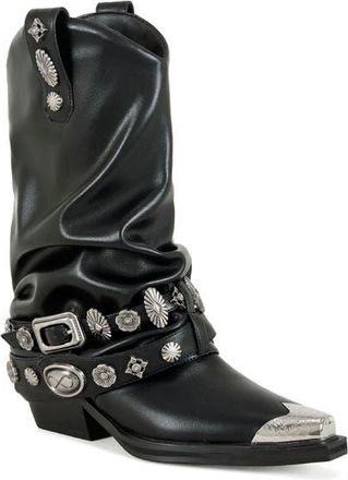 Azalea Wang Ashraf Studded Western Boot in Black at Nordstrom, Size 8.5