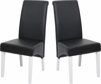 Hhg Hhg - Nunca Usado] 2x Sill&oacute;n De Comedor Silla M37, Cuero, Negro, Pies Blancos