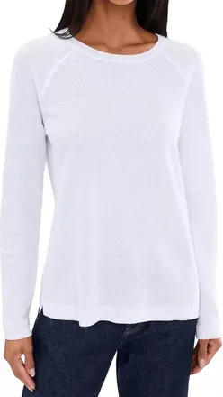 Elliott Lauren Waffle Crew Sweater In White