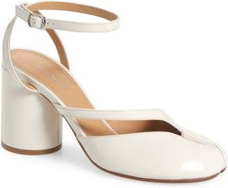 Maison Margiela Tabi Ankle Strap Pump in White Sand at Nordstrom, Size 7.5Us