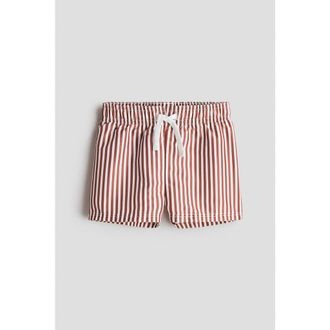 H&M Patterned swim shorts in White/brown Striped at Nordstrom, Size 18-24M