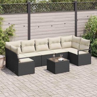 vidaXL Vidaxl - Conjunto De Sof&aacute; De Jard&iacute;n 8 Pcs Negro, Crema 55 X 55 X 37 Cm