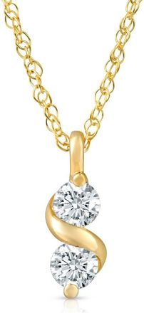 Pompeii3 1/3Ct Diamond Two Stone Pendant in White Yellow or Rose Gold Lab Grown Necklace
