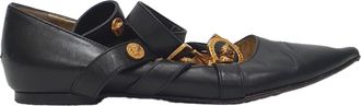 Versace Tribute Logo Ballerina Flats in Black Leather
