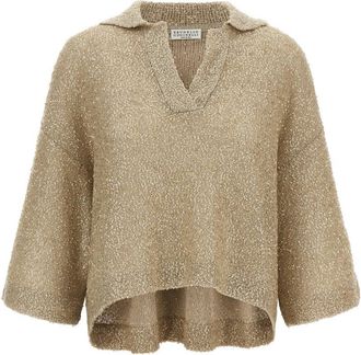 Brunello Cucinelli Beige Knit Polo Shirt