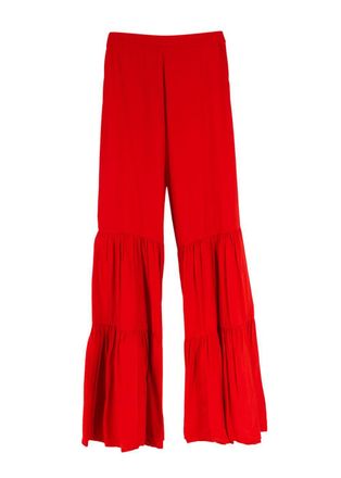 Adriana Degreas Red Tiered Wide Leg Trousers Size L