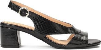 Kazar Zwarte leren sandalen op een brede hak - Dames - Sandalen met hakken - Zwart - 35 EU - Leer - Schoenen