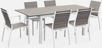 Sweeek Mesa De Jard&iacute;n Extensible De Aluminio Con 6 Sillas
