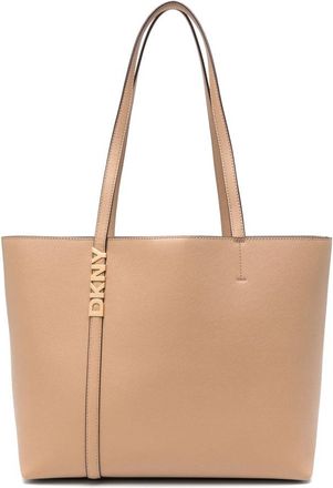 DKNY Structured Brown Cow Leather Avril Tote Bag