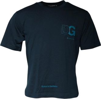 Dolce & Gabbana Logo Geborduurd T-shirt - Heren - T-shirts - Blauw - XS - Katoen - Tops