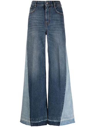 Stella McCartney Double-tone wide-leg jeans - women - Cotton/Polyester - 27 - Blue