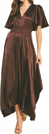 Pinch Design Silk Chiffon Maxi Dress In Espresso