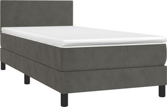 vidaXL Cama Box Spring Con Colch&oacute;n Terciopelo Gris Oscuro 90x200 Cm Vidaxl