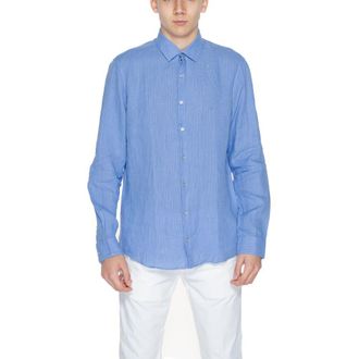 Calvin Klein Blue Linen Dress Mens Shirt