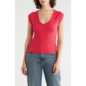 Sanctuary Raglan Sleeve V-Neck Top in Viva Magenta Pink at Nordstrom Rack, Size X-Small