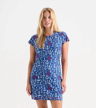 Hatley Crew Neck T-Shirt Mini Dress In Stacked Anchors