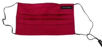 Dolce & Gabbana Red Cotton Pleated Elastic Ear Strap One Size Face Mask Accessory