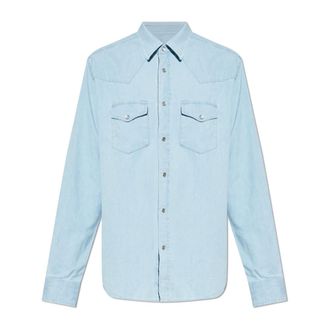 Tom Ford Denim Shirts, male, Blue, Size: 3XL Denim Chambray Western Shirt
