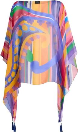 Etro Poncho met franjes - Dames - Ponchos - Veelkleurig - ONE Size - Jassen