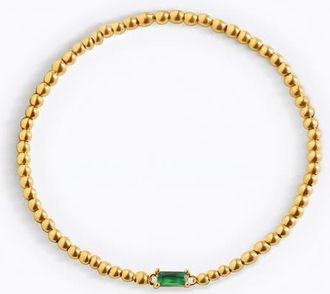 Mint & Lily Gold Beaded Birthstone Bracelet in May Emerald at Nordstrom, Size 7.5