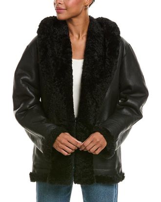 Vince Leather & Shearling Hooded Jacket