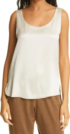 Max Mara Leisure Womens Scoop Neck Stretch Silk Tank - Beige