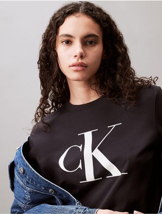 Calvin Klein Jeans Calvin Klein Womens Monogram Crewneck T-Shirt - Black - XL
