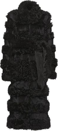 Ferragamo Black Shaved Shearling Coat, Brand Size 42 ( US Size 8 )