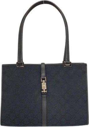 Gucci Pre-owned Jackie Canvas Leather Shoulder Bag - Dames - Vintage Shopper - Zwart - ONE Size - Leer - Vintage