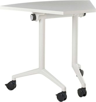 Beliani Folding Office Desk White Metal Frame MFC Tabletop 90 x 64 cm Foldable Portable Mobile Table with Casters Modern Design CAVI