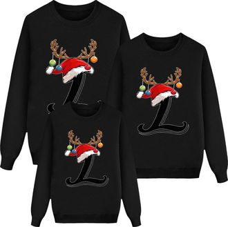 Generic Matching Family Christmas Jumpers Sets, Men Women Kids Novelty Long Sleeve Snowflake Xmas Tree Sweatshirts, Christmas Pullover Round Neck Plus Size Sw