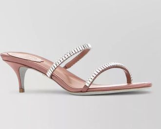 Rene Caovilla spark satin mules kitten heel open toe