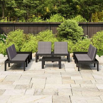 vidaXL Vidaxl - Set De Muebles De Jard&iacute;n 6 Piezas Con Cojines Pl&aacute;stico Gris