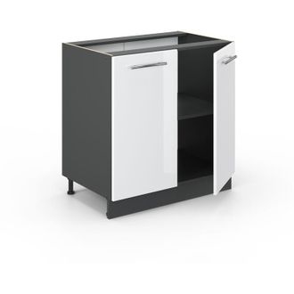 Vicco Mobile lavello cucina Fame-Line, Bianco lucido, 80 cm con ripiano, senza piano di lavoro Vicco