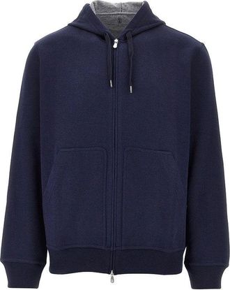 Brunello Cucinelli Double jersey full-zip hoodie Man S