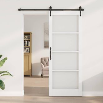Berkfield Home Interior Door with Glass ORKDAL White 83x211x4 cm | Size: 83 x 211 x 4 cm
