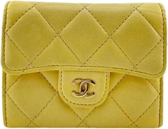 Chanel Pre-owned Wallets, female, Yellow, Size: ONE SIZE Pre-owned Matelasse Coin Purse