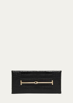 Tom Ford Arc Croc-Embossed Leather Clutch Bag