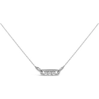 House of Brilliance Sterling Silver 1/5 Cttw Round Diamond 3 Stone Station Bar Necklace at Nordstrom