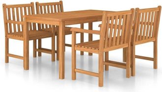vidaXL 5 Piece Garden Dining Set Solid Teak Wood vidaXL