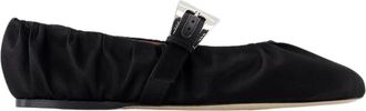 PARIS TEXAS Satijnen Ballerinas Sveva Pliss&eacute; Stijl - Dames - Ballerinas - Zwart - 37 EU - Satijn - Schoenen