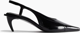H&M Slingpumps aus Leder mit Kitten Heels - Schwarz