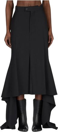 Balenciaga Wolblend Gedrapeerde Midi Rok - Dames - Maxi Rokken - Zwart - 2XS - Wol - Rokken
