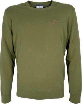 Aeronautica Ma 1611Ul 00506 Maglia Girocollo - Heren - Ronde hals truien - Groen - 3XL - Katoen - Truien & Vesten