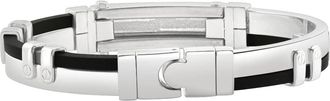 Pompeii3 Mens Steel Polished Two Tone Black Latched 8 11mm Cuffed Bracelet