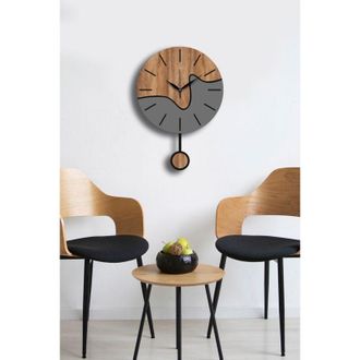 Wallity Orologio da parete, orologio decorativo, soggiorno Clock Noce Grigio