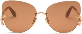 Roberto Cavalli SRC0620300 Butterfly Rimless Sunglasses - Gold