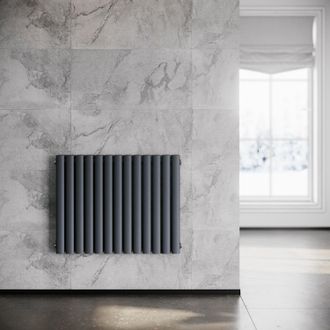 Sonni Sonni Radiador De Vertical Antracita Ovalado Radiador Centro Conexi&oacute;n Doble Capa 600x770mm