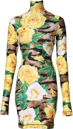 Dolce & Gabbana Multicolor Floral Print Sheath Mini Womens Dress